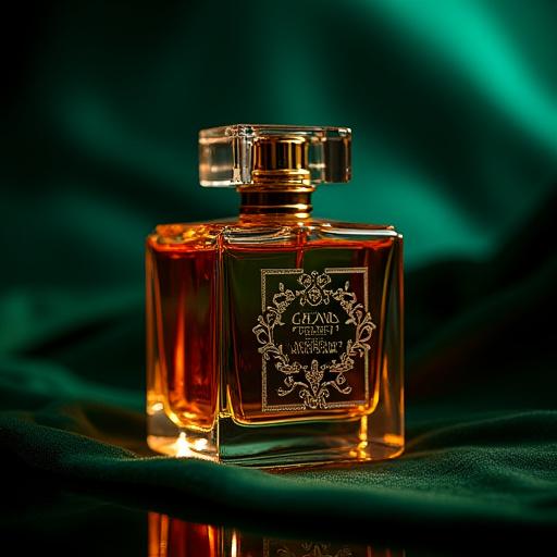 A perfume bottle with elegant engraving on it